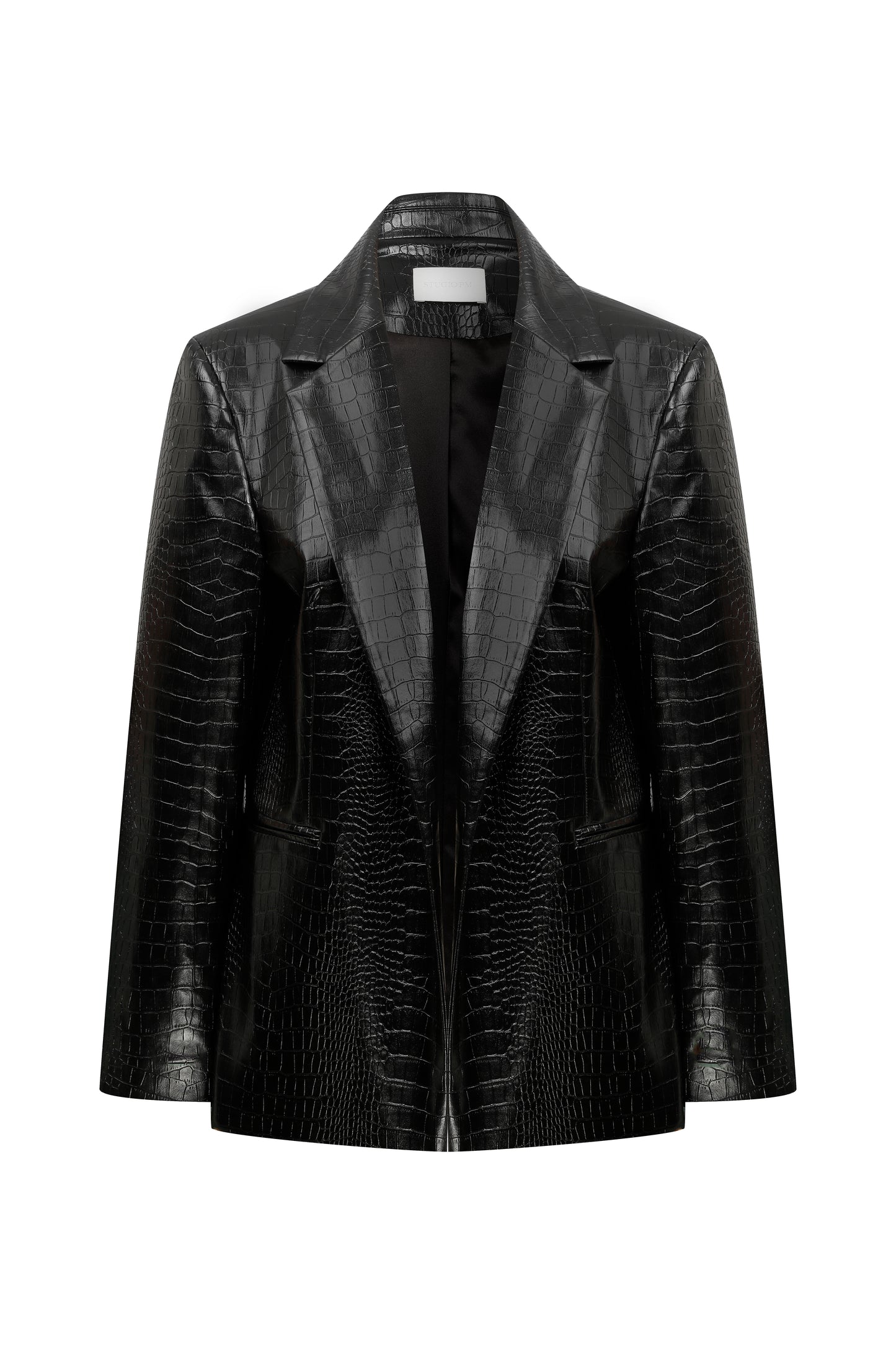Kelly Oversized Blazer in Croco Vegan Leather