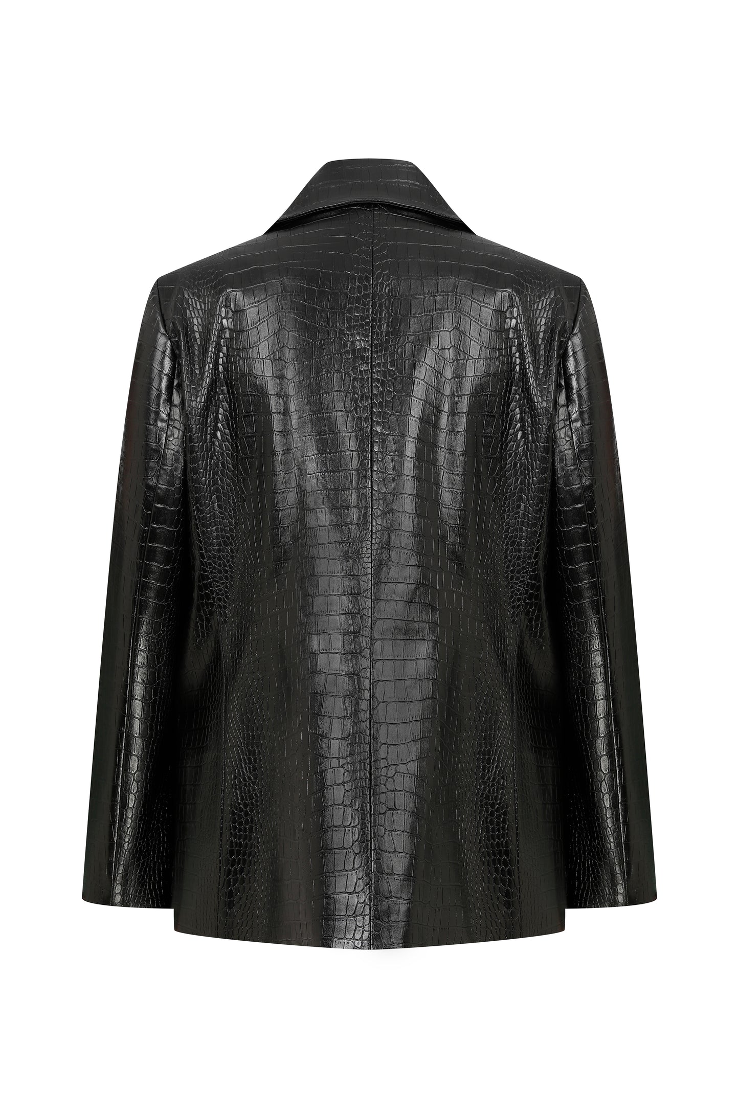 Kelly Oversized Blazer in Croco Vegan Leather