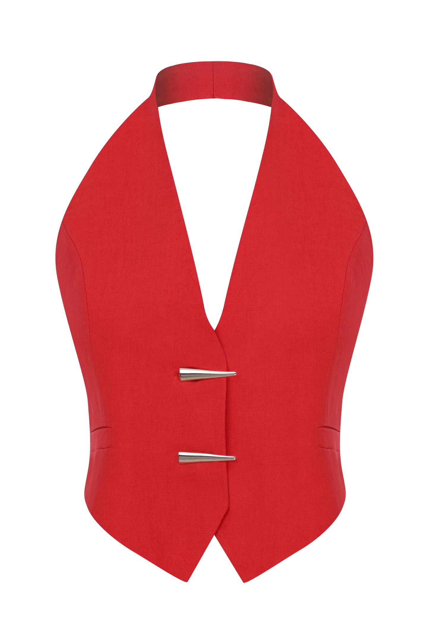 Evy Linen Vest in Fire Red