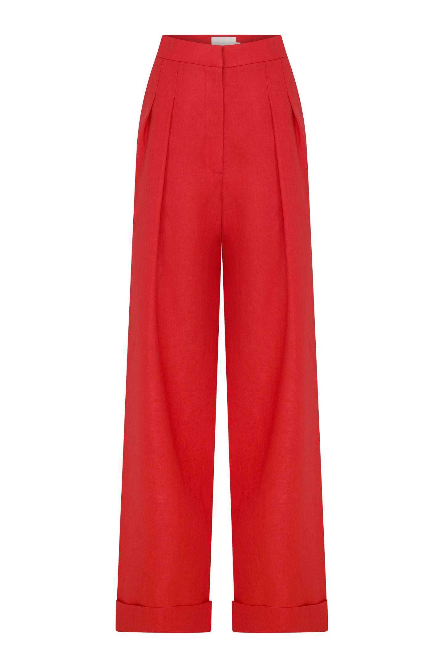 Tina Linen Trousers in Fire Red