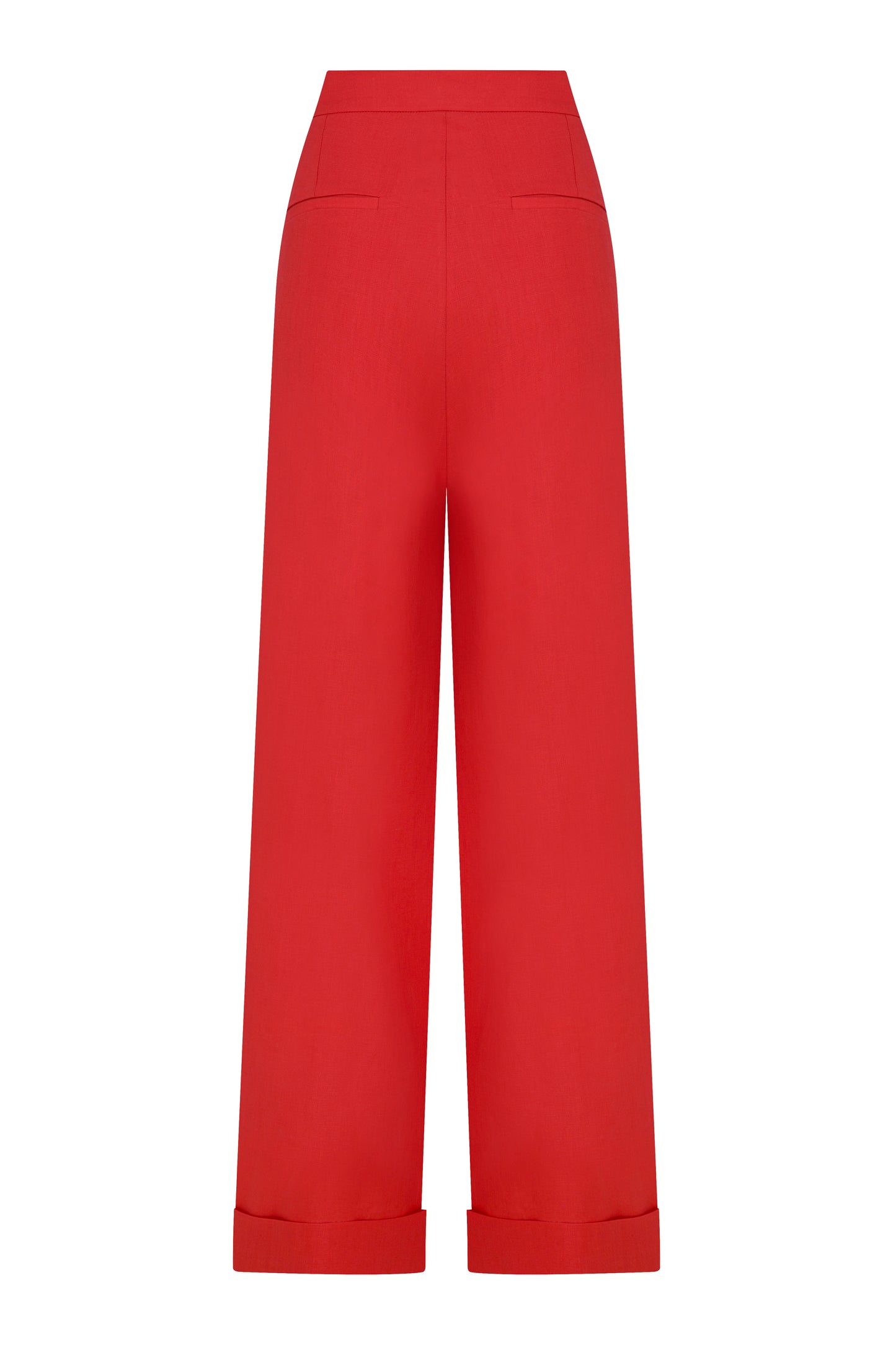 Tina Linen Trousers in Fire Red