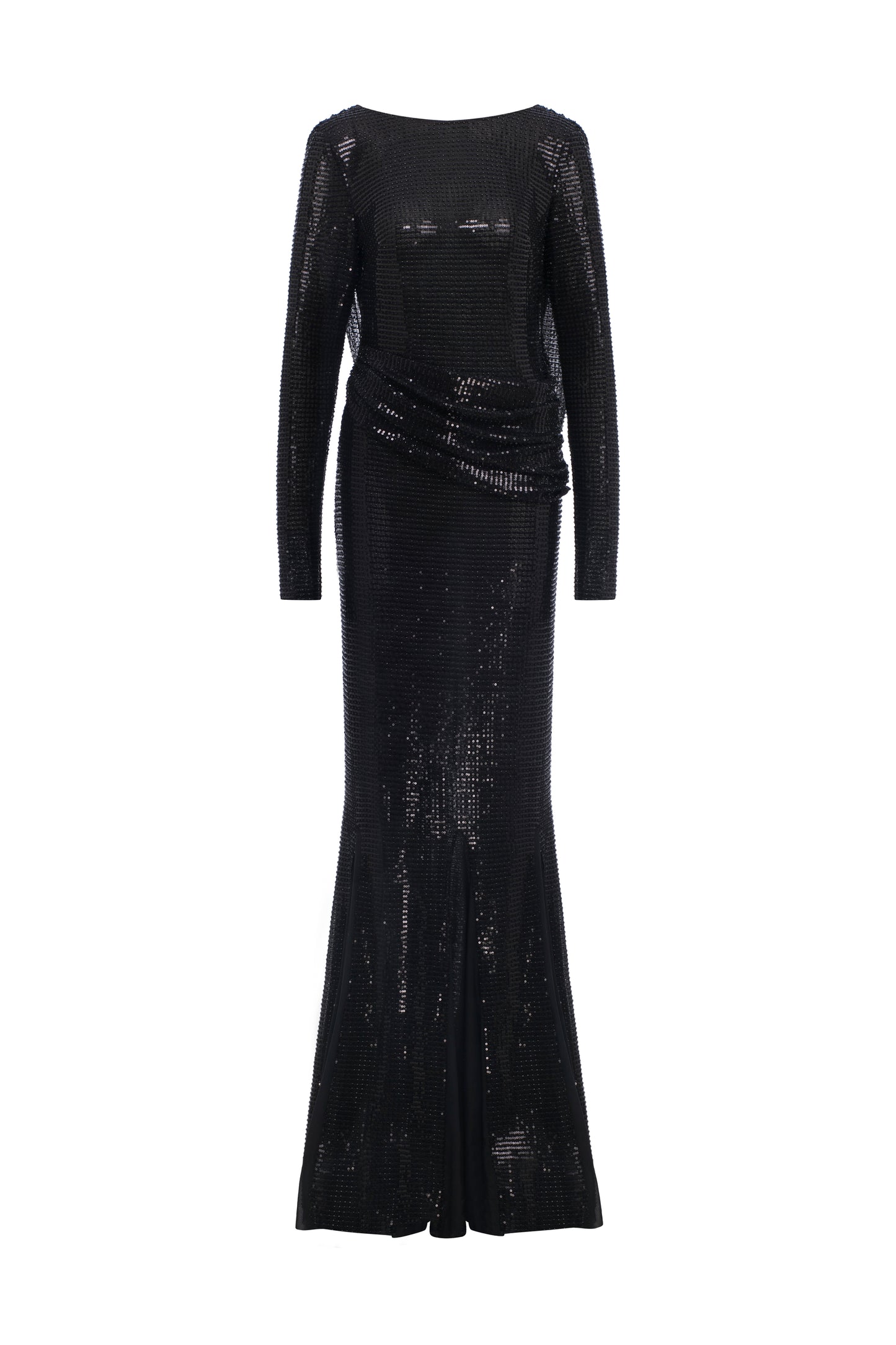 Marlowe Open Back Long Sleeve Sequin Gown