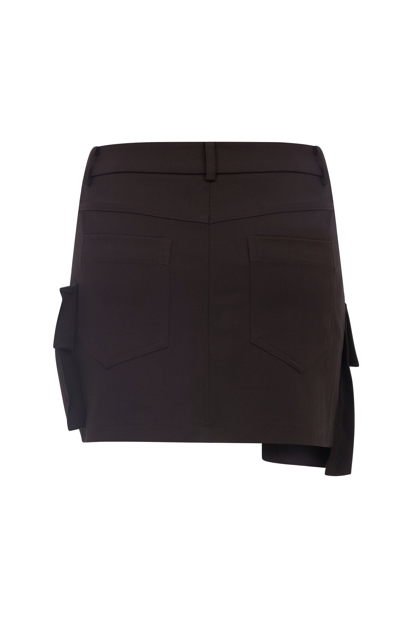 Chicca Cargo Mini Skirt with Pockets in Chocolate Brown