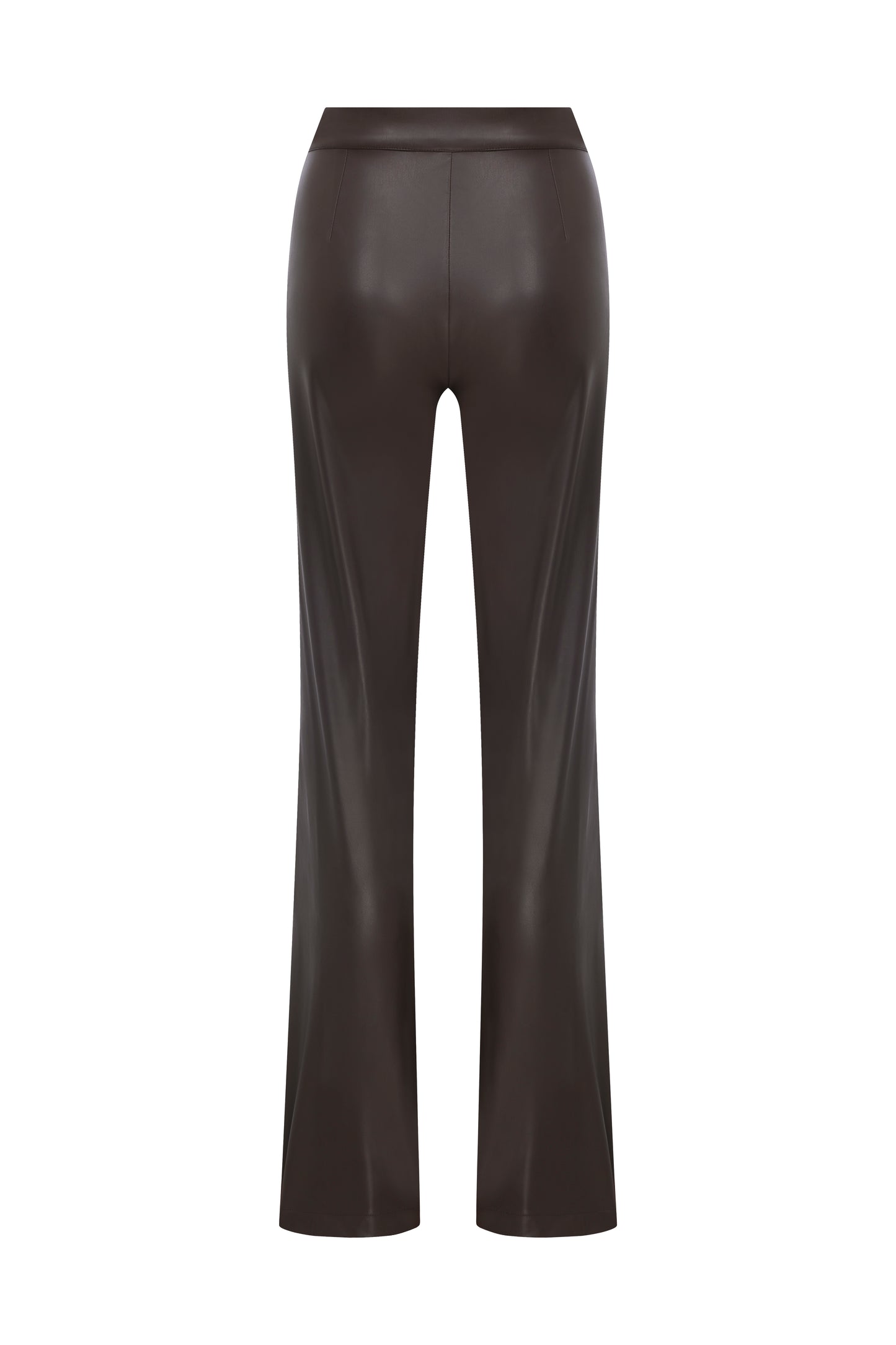 Kendall Vegan Leather Trousers in Chocolate Brown