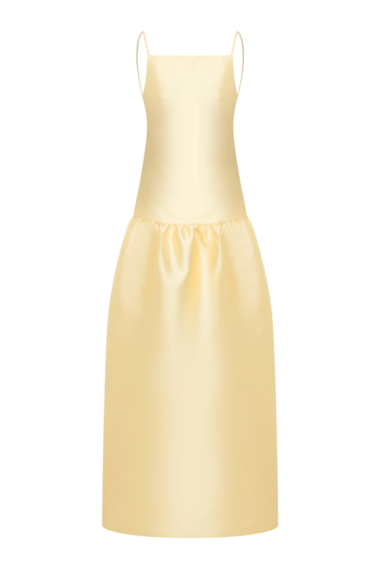Ella Sand Yellow Gown in Taffeta