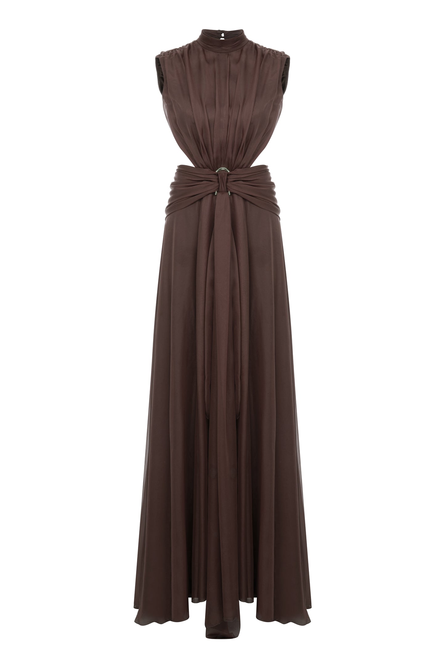 Virgo Silky Chiffon Gown in Chocolate Brown