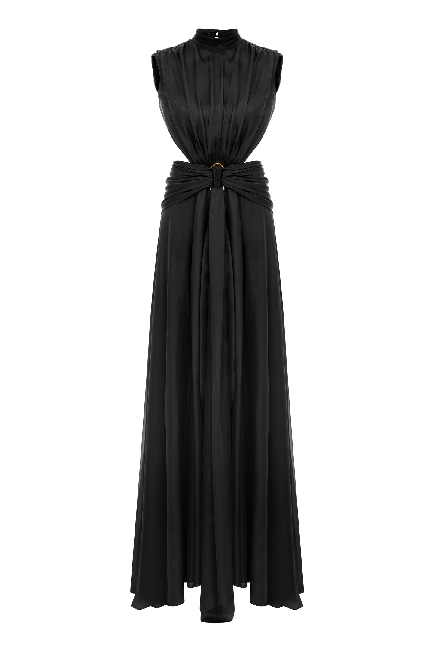 Virgo Silky Chiffon Gown in Black