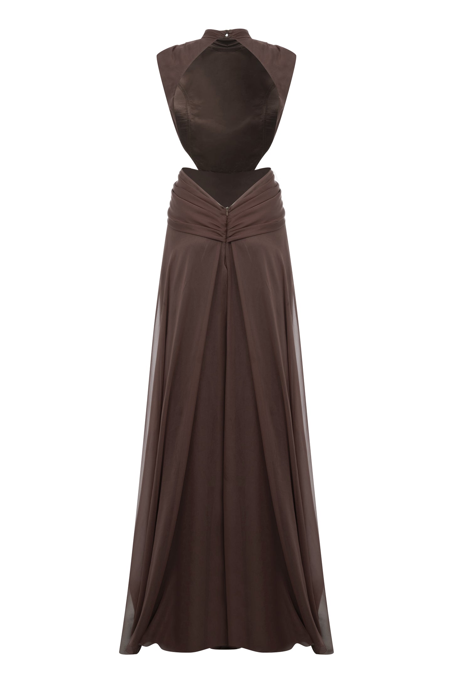 Virgo Silky Chiffon Gown in Chocolate Brown