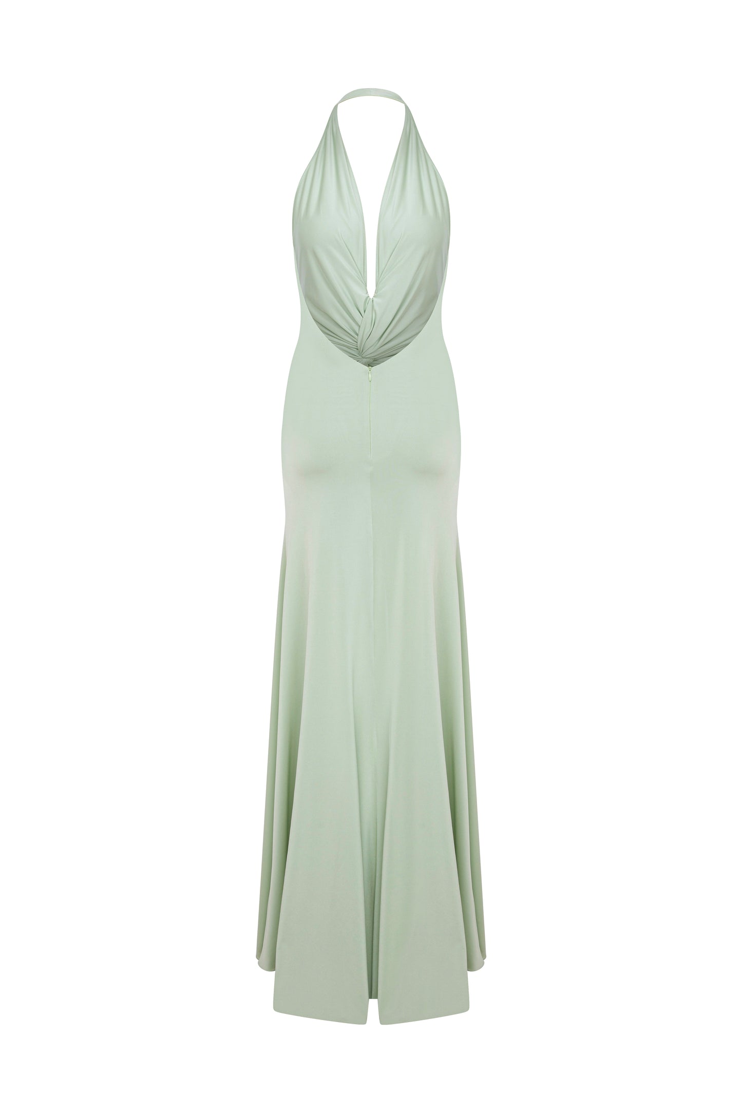 Karlie Deep V Neck Gown in Mint Green