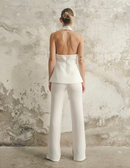 Janine Trousers with Slit in White