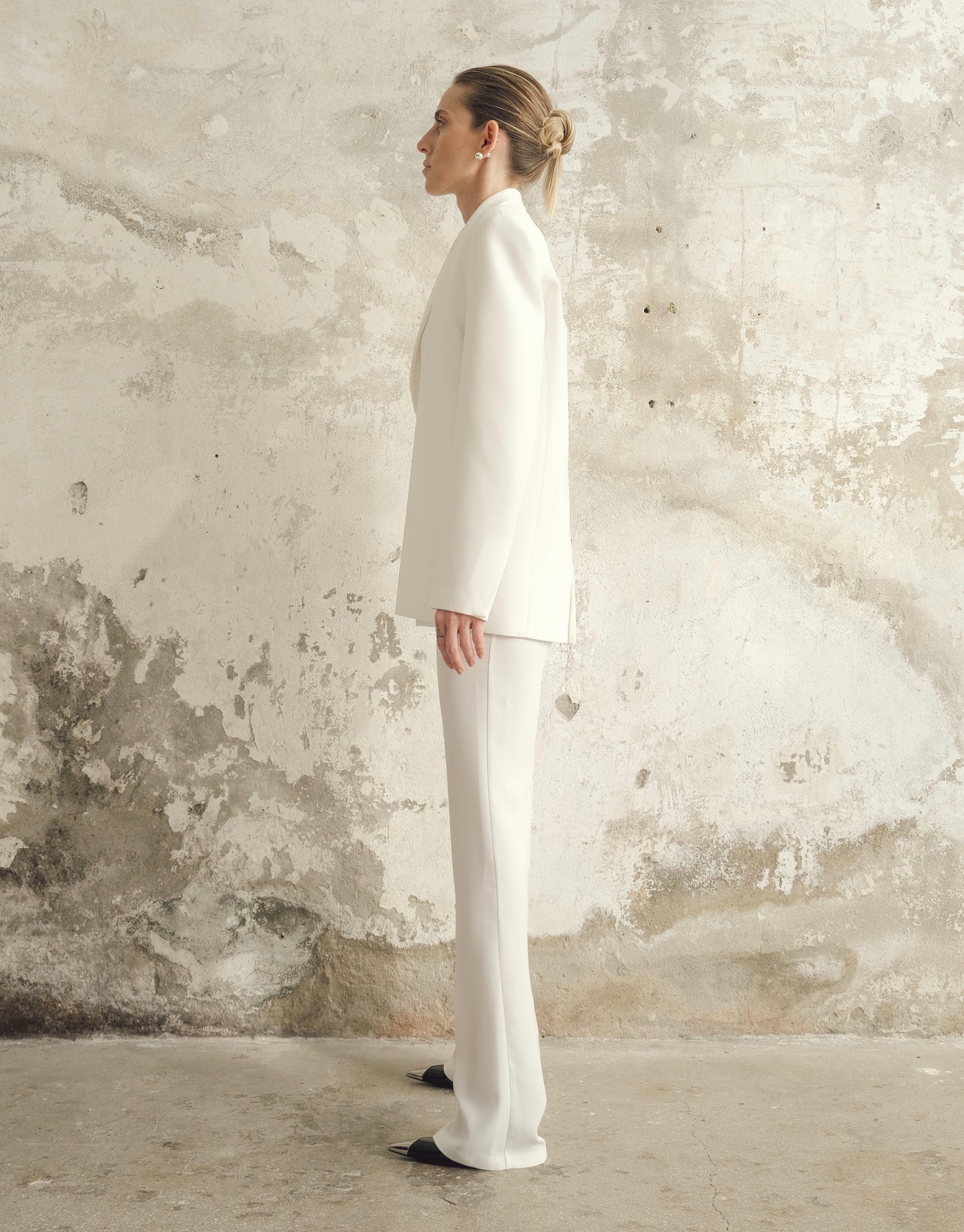 Janine Trousers with Slit in White