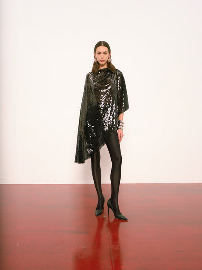 Xoey Asymmetric Cape in Black