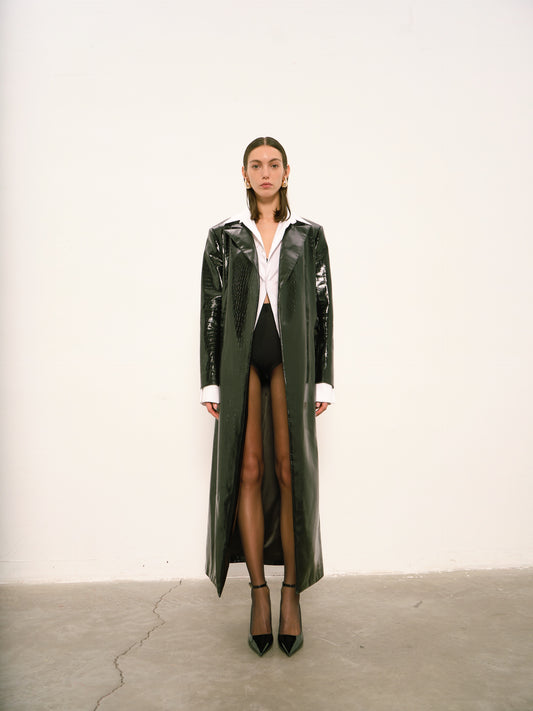 Maxine Trenchcoat in Croco Vegan Leather