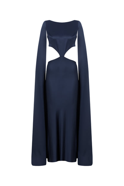 Jasmine Gown in Silky Satin in Navy