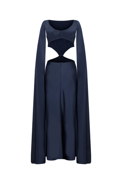 Jasmine Gown in Silky Satin in Navy