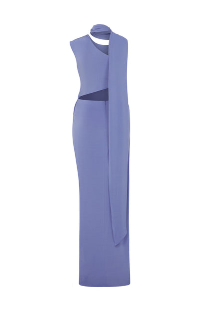 Rory Jersey Dress in Lilac with Detachable Scarf Detail