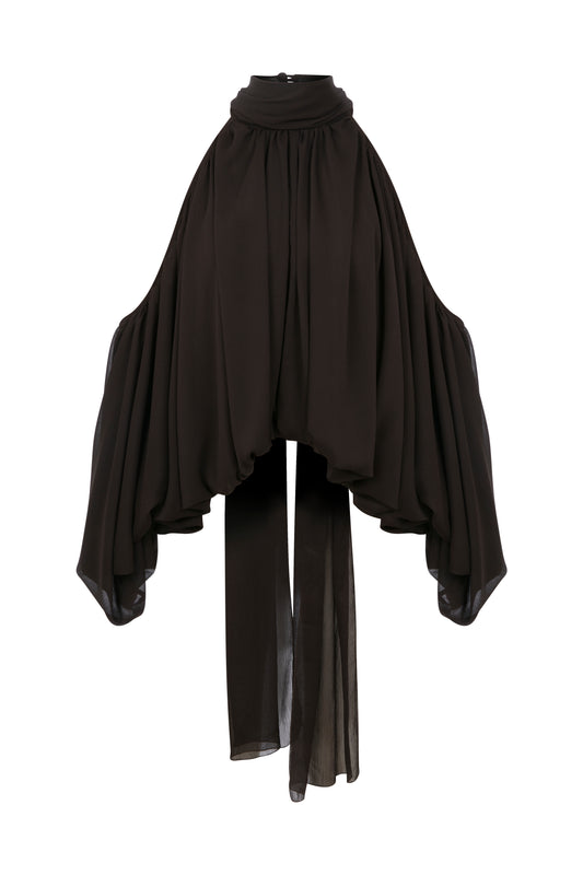 Jaiden Chiffon Blouse in Chocolate Brown