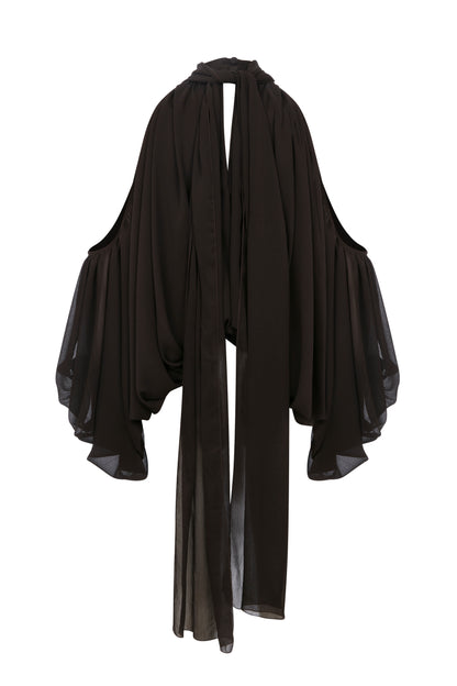 Jaiden Chiffon Blouse in Chocolate Brown