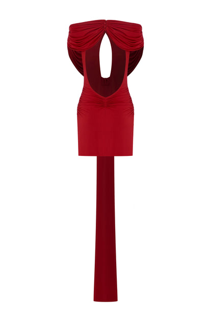Ritz Mini Cocktail Dress in Chilli Red