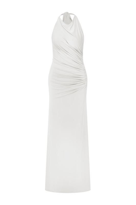 Harper Halter Neck Gown in White