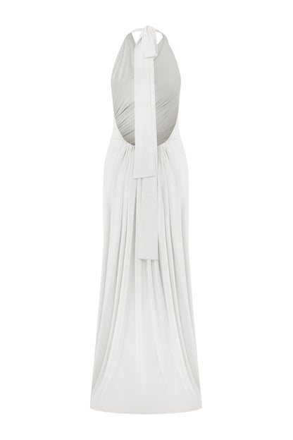 Harper Halter Neck Gown in White