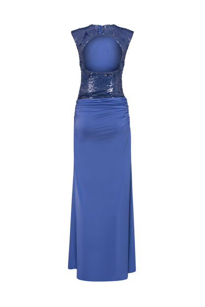 Dakota Jersey Dress with Sequin Top in Midnight Blue Studio PM Dakota Jersey Dress with Sequin Top in Midnight Blue Studio PM