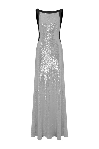 Emiliana Gown in Grey Sequin