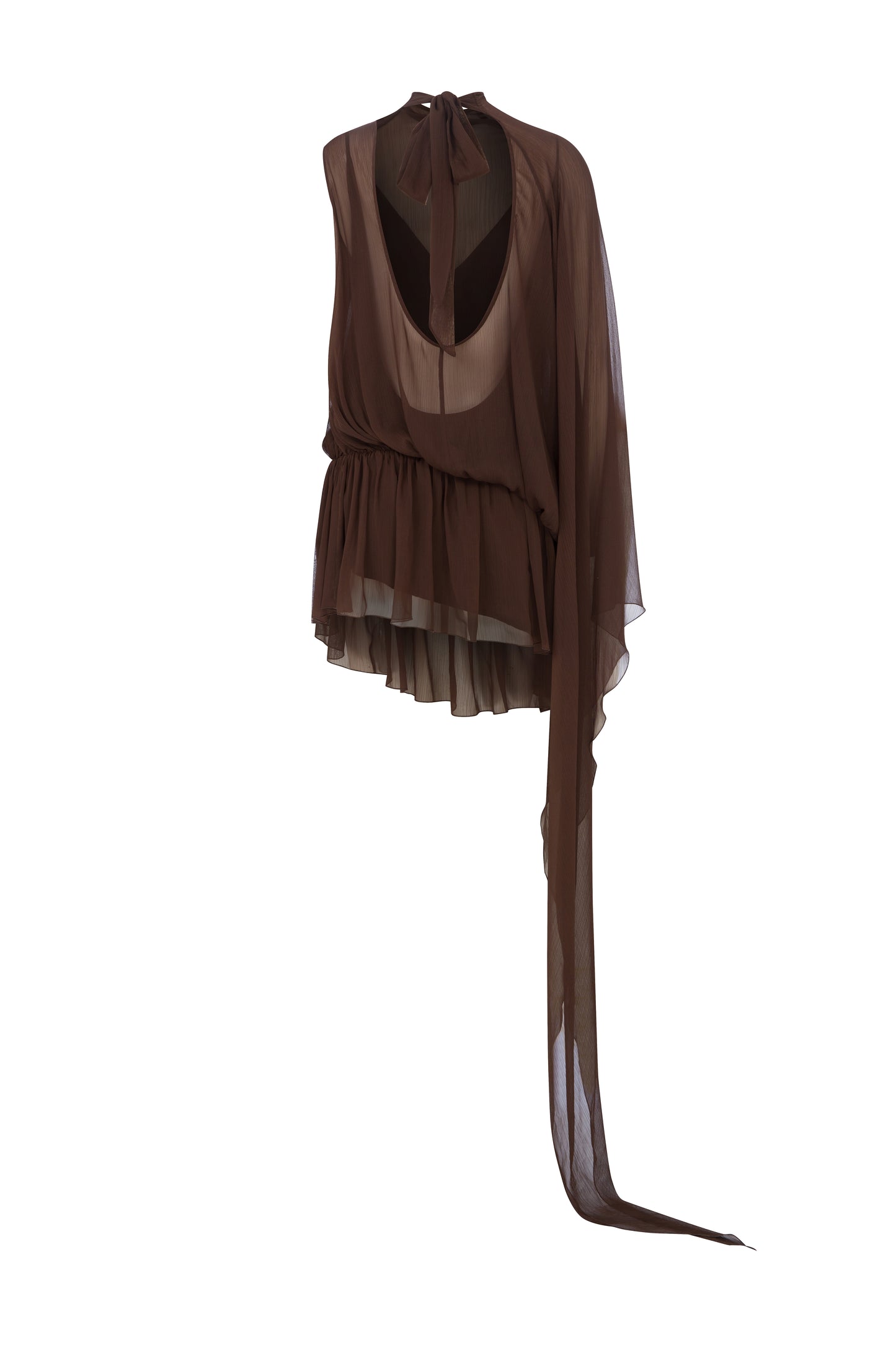 Lola Mini Dress in Dark Chocolate Chiffon