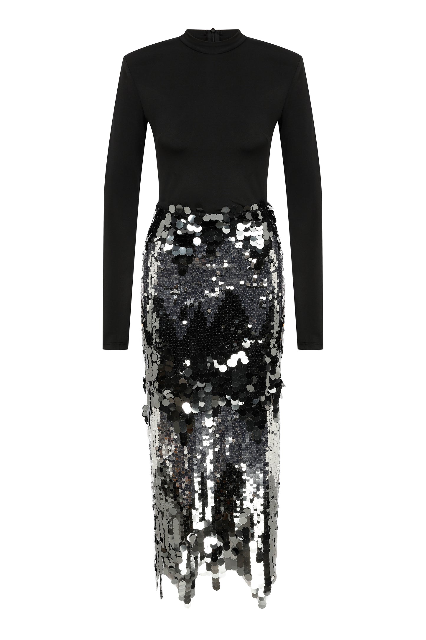 Raisa Gown in Asymmetric Waterfall Skirt in Sequin – Studio PM