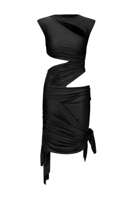 Pernille Wrapped Mini Dress in Black