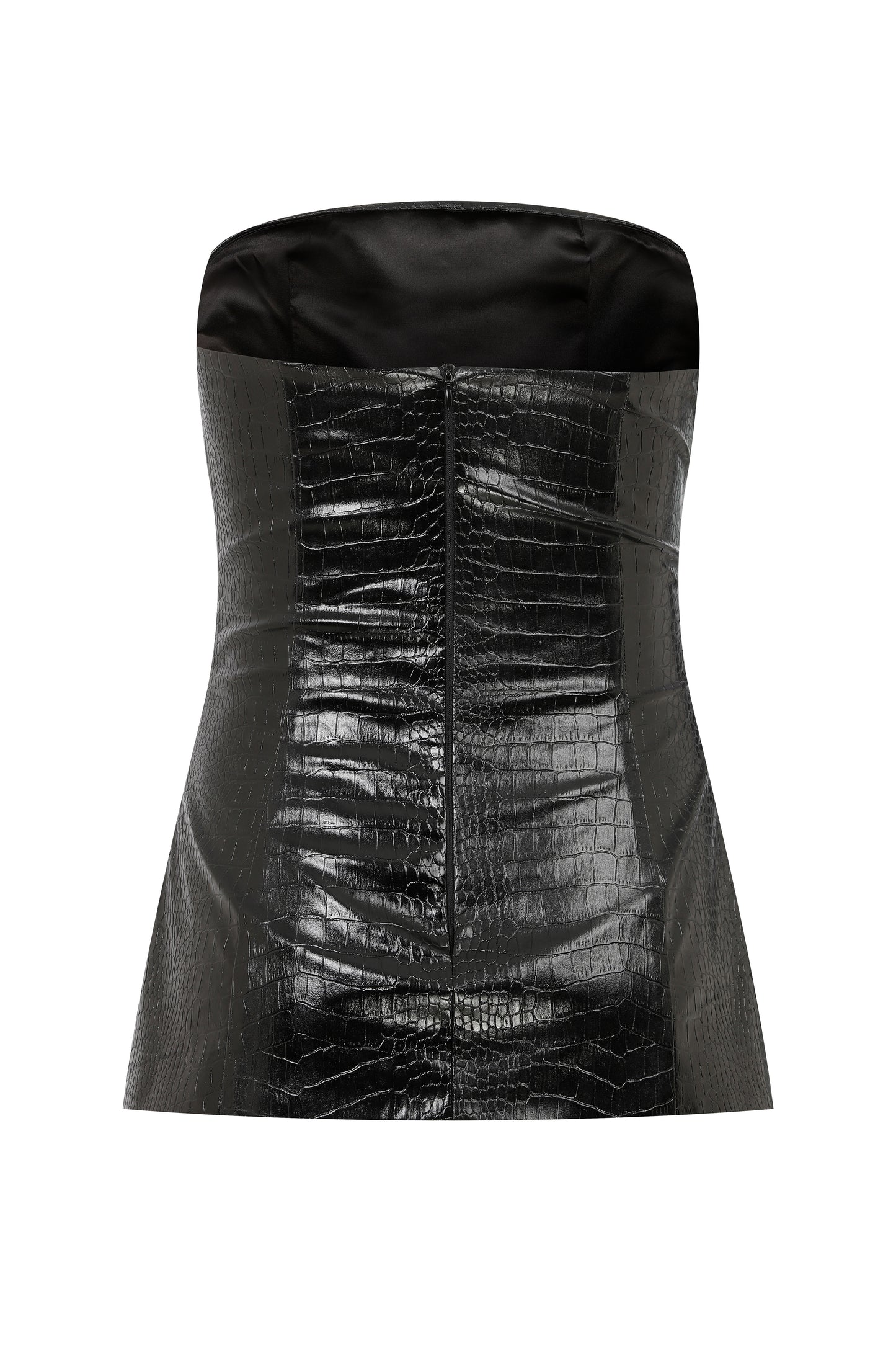 Tyra Top with Drape Detail in Croco Vegan Leather