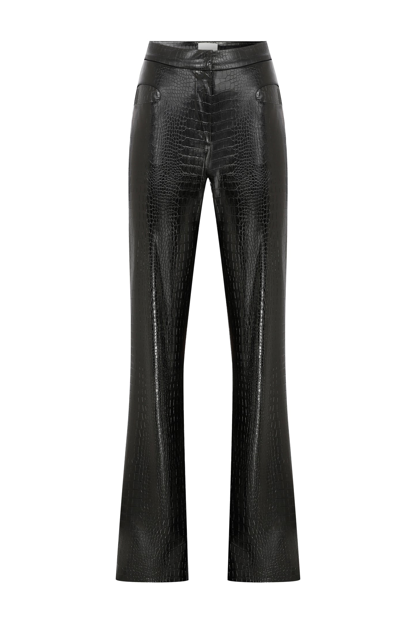 Kendall Trousers with Round Pocket in Croco Vegan Leather