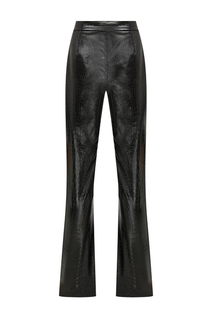 Kendall Trousers with Round Pocket in Croco Vegan Leather