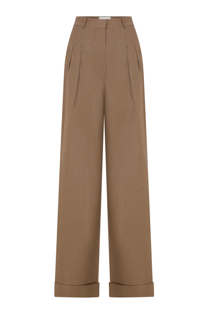 Tina Linen Trousers in Mocha