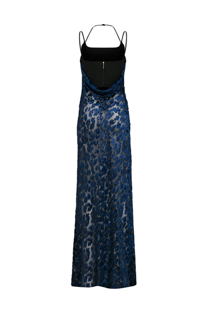 Gilda Corset Dress in Leopard Blue