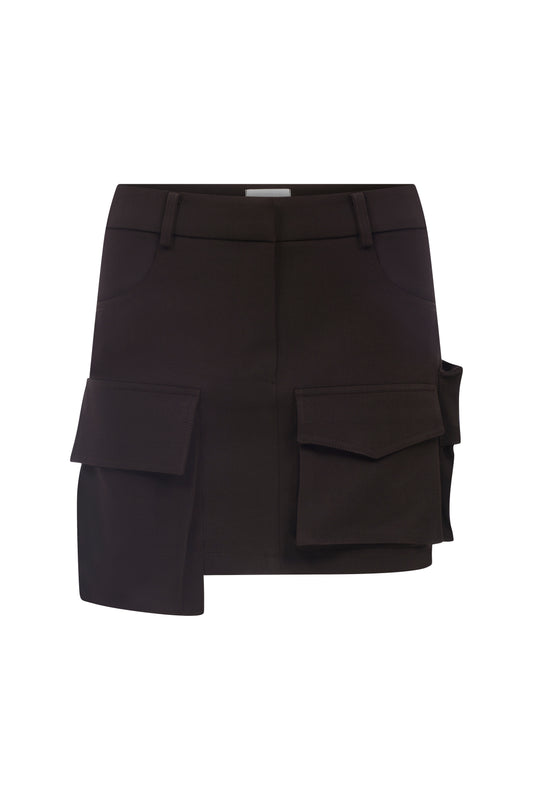 Chicca Cargo Mini Skirt with Pockets in Chocolate Brown