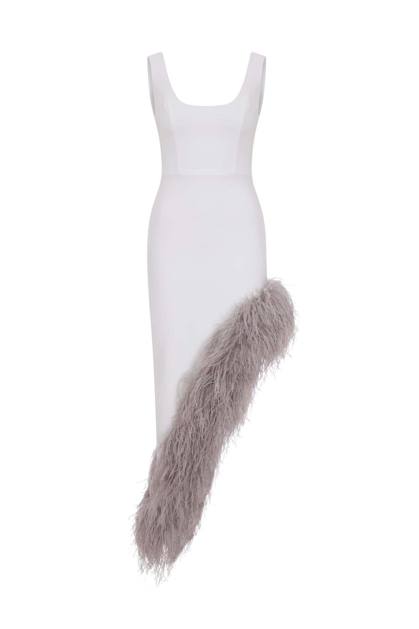 feather trim asymmetric dress Gimme Frill Asymmetrical Feather Trim Dress (Black)