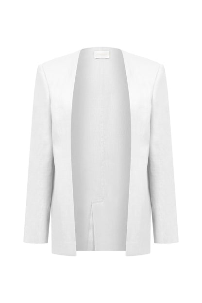 Aden Linen Blazer in White