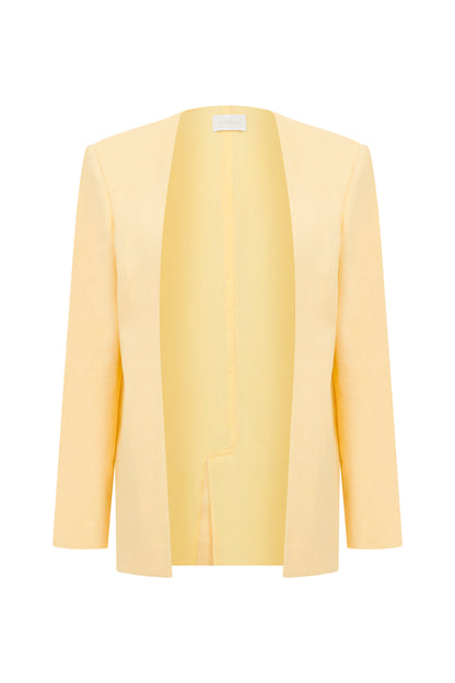 Aden Linen Blazer in Sand Yellow