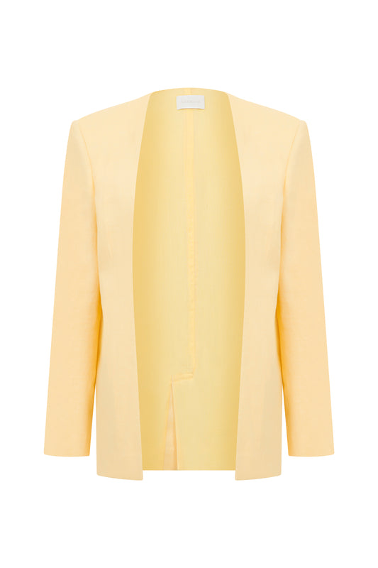 Aden Linen Blazer in Sand Yellow