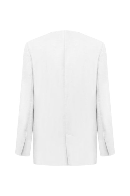 Aden Linen Blazer in White