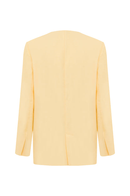 Aden Linen Blazer in Sand Yellow