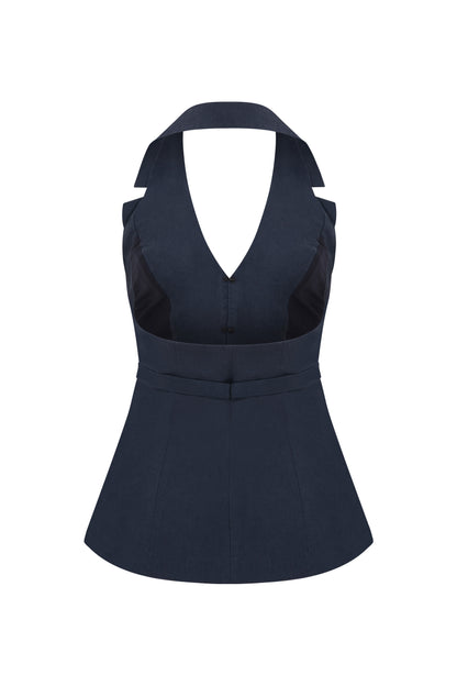 Elaine Vest in Navy Linen