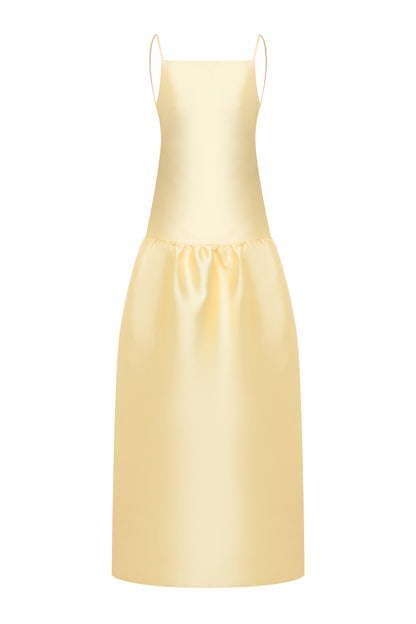 Ella Sand Yellow Gown in Taffeta