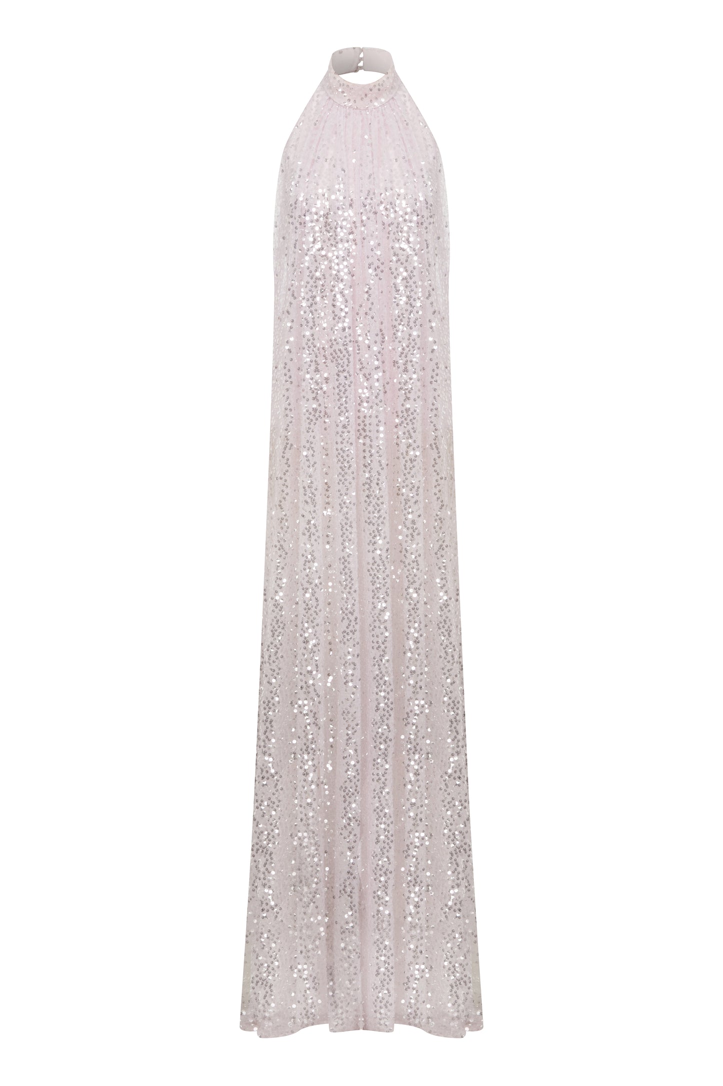 Penelope Sequin Halter Neck Gown in Sugar Pink