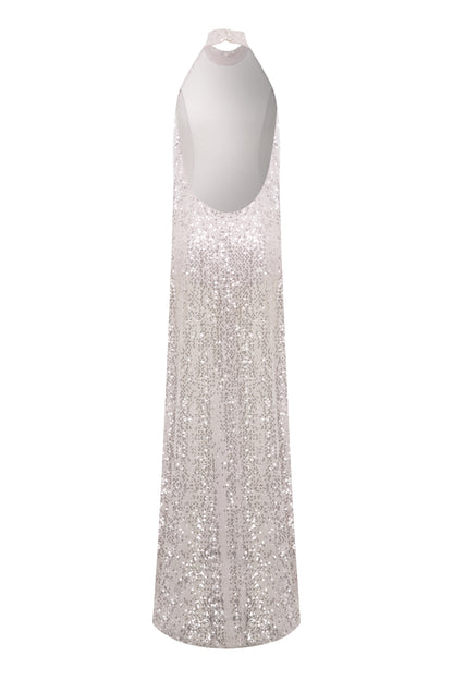 Penelope Sequin Halter Neck Gown in Sugar Pink