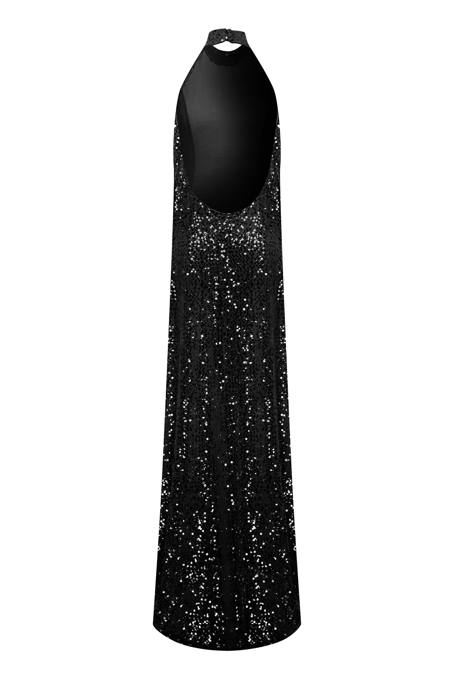 Penelope Sequin Halter Neck Gown in Black