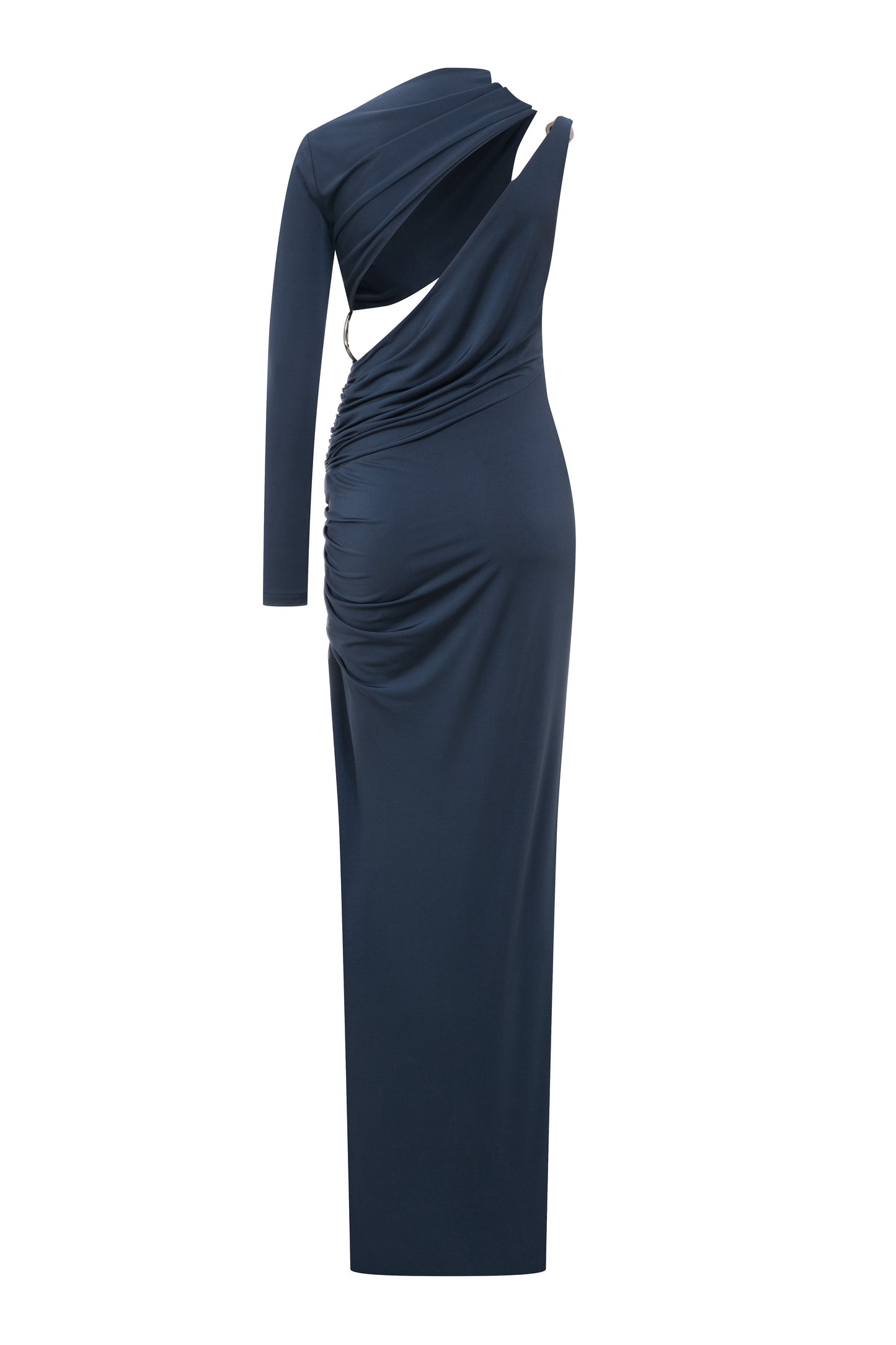 Paloma Jersey Dress in Indigo with Silver Plated Accessories