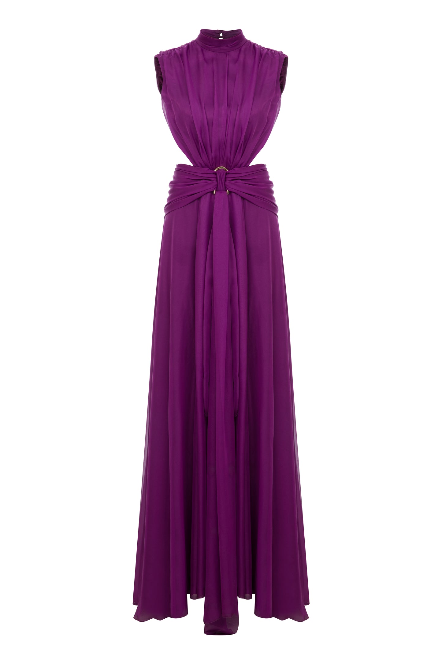 Virgo Silky Chiffon Gown in Fuschia