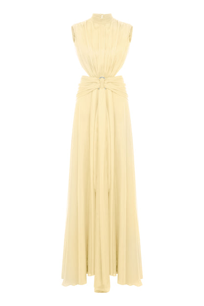 Virgo Gown in Butter Yellow Crinkle Chiffon